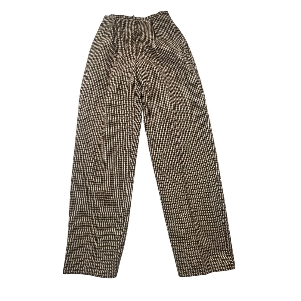 Vintage Villager Liz Claiborne Wool Blend Houndstooth Pleated Trousers Size 8